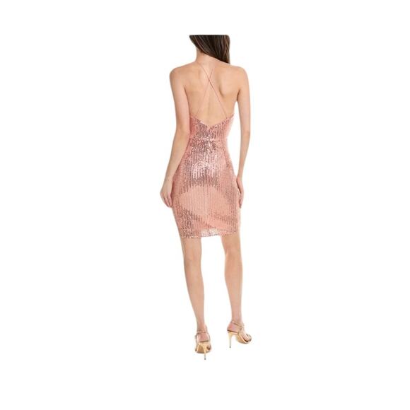Liv Foster Draped Embellished Beads Sequins Minidress Rosy Peach NEW Size 12 - Picture 7 of 11